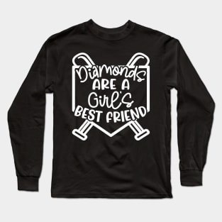 Diamonds Are A Girls Best Friend Softball Baseball Cute Long Sleeve T-Shirt